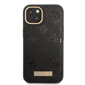 Guess GUHMP13MSAPSTK iPhone 13 6,1&quot; černo/černé pevné pouzdro Peony Logo Plate MagSafe