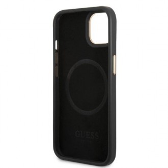 Guess GUHMP13MSAPSTK iPhone 13 6,1&quot; černo/černé pevné pouzdro Peony Logo Plate MagSafe