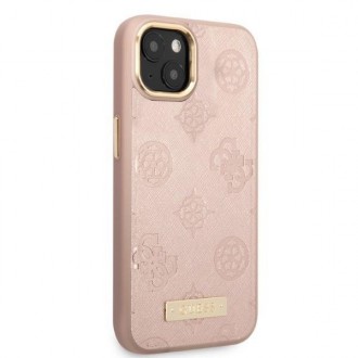Guess GUHMP13MSAPSTP iPhone 13 6,1&quot; růžový/růžový pevný obal Peony Logo Plate MagSafe