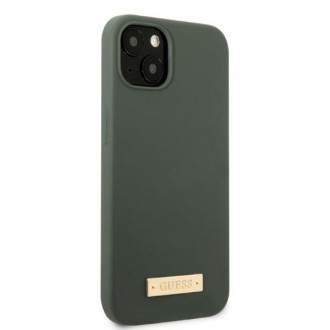 Guess GUHMP13MSBPLA iPhone 13 6,1&quot; zelený/khaki pevný obal Silikonová deska s logem MagSafe