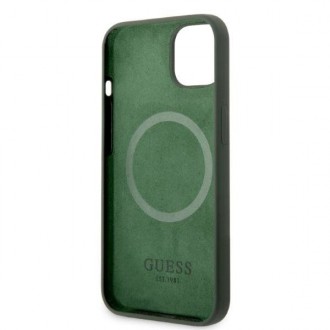 Guess GUHMP13MSBPLA iPhone 13 6,1&quot; zelený/khaki pevný obal Silikonová deska s logem MagSafe