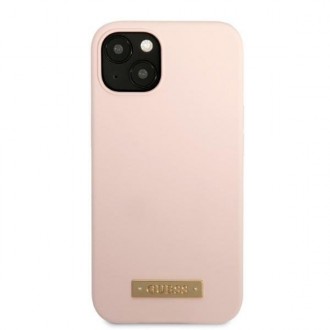 Guess GUHMP13MSBPLP iPhone 13 6,1&quot; růžové/růžové pevné pouzdro Silikonová deska s logem MagSafe
