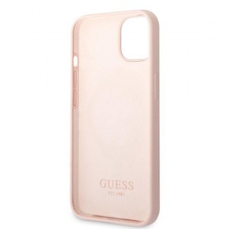 Guess GUHMP13MSBPLP iPhone 13 6,1&quot; růžové/růžové pevné pouzdro Silikonová deska s logem MagSafe