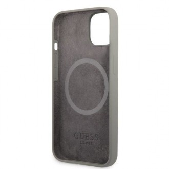 Guess GUHMP13MSPLG iPhone 13 6,1&quot; šedý/šedý pevný obal Silikonová deska s logem MagSafe