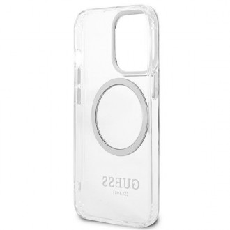Guess GUHMP13XHTRMS iPhone 13 Pro Max 6,7&quot; stříbrný/stříbrný pevný obal Metal Outline Magsafe