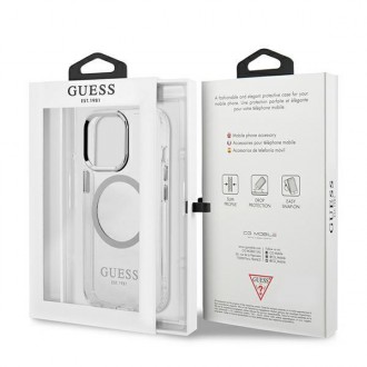 Guess GUHMP13XHTRMS iPhone 13 Pro Max 6,7&quot; stříbrný/stříbrný pevný obal Metal Outline Magsafe