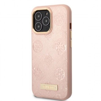 Guess GUHMP13XSAPSTP iPhone 13 Pro Max 6,7&quot; růžové/růžové pevné pouzdro Peony Logo Plate MagSafe