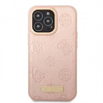 Guess GUHMP13XSAPSTP iPhone 13 Pro Max 6,7&quot; růžové/růžové pevné pouzdro Peony Logo Plate MagSafe