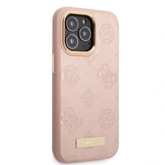 Guess GUHMP13XSAPSTP iPhone 13 Pro Max 6,7&quot; růžové/růžové pevné pouzdro Peony Logo Plate MagSafe