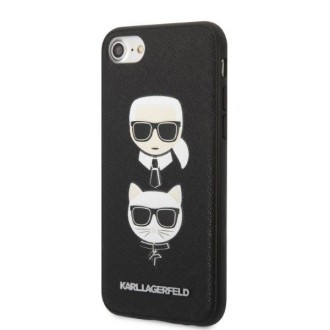 Karl Lagerfeld KLHCI8SAKICKCBK iPhone 7/8 / SE 2020 / SE 2022 černo/černé pevné pouzdro Saffiano Karl&amp;Choupette Head