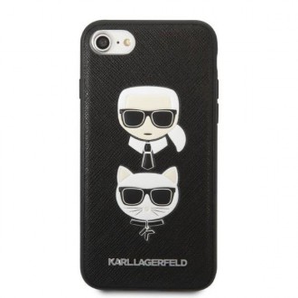 Karl Lagerfeld KLHCI8SAKICKCBK iPhone 7/8 / SE 2020 / SE 2022 černo/černé pevné pouzdro Saffiano Karl&amp;Choupette Head