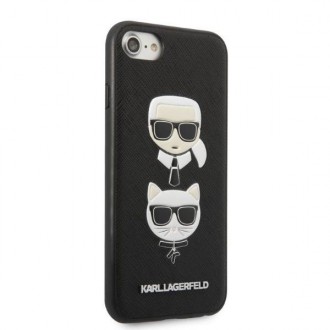 Karl Lagerfeld KLHCI8SAKICKCBK iPhone 7/8 / SE 2020 / SE 2022 černo/černé pevné pouzdro Saffiano Karl&amp;Choupette Head