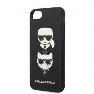 Karl Lagerfeld KLHCI8SAKICKCBK iPhone 7/8 / SE 2020 / SE 2022 černo/černé pevné pouzdro Saffiano Karl&amp;Choupette Head