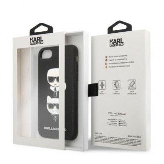 Karl Lagerfeld KLHCI8SAKICKCBK iPhone 7/8 / SE 2020 / SE 2022 černo/černé pevné pouzdro Saffiano Karl&amp;Choupette Head