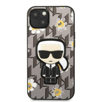 Karl Lagerfeld KLHCP13MPMNFIK1 iPhone 13 6,1&quot; šedá/šedá Květina Ikonik Karl