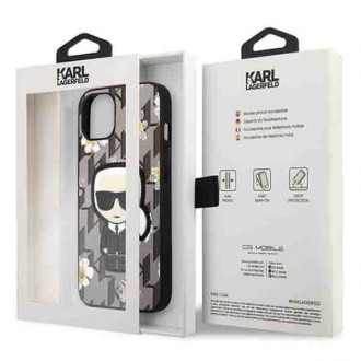 Karl Lagerfeld KLHCP13MPMNFIK1 iPhone 13 6,1&quot; šedá/šedá Květina Ikonik Karl