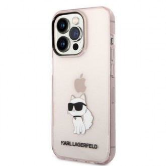 Karl Lagerfeld KLHCP14LHNCHTCP iPhone 14 Pro 6,1&quot; růžový/růžový pevný obal Ikonik Choupette