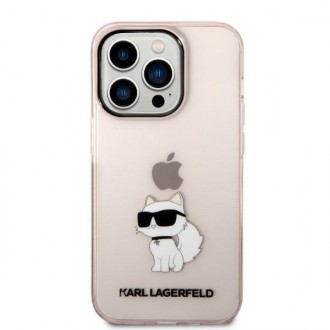 Karl Lagerfeld KLHCP14LHNCHTCP iPhone 14 Pro 6,1&quot; růžový/růžový pevný obal Ikonik Choupette