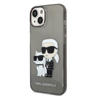 Karl Lagerfeld KLHCP14SHNKCTGK iPhone 14 6,1&quot; černo/černý pevný obal Gliter Karl&amp;Choupette