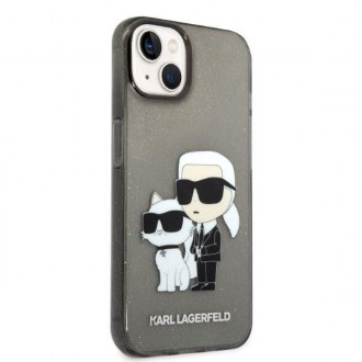 Karl Lagerfeld KLHCP14SHNKCTGK iPhone 14 6,1&quot; černo/černý pevný obal Gliter Karl&amp;Choupette
