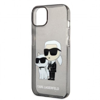 Karl Lagerfeld KLHCP14SHNKCTGK iPhone 14 6,1&quot; černo/černý pevný obal Gliter Karl&amp;Choupette