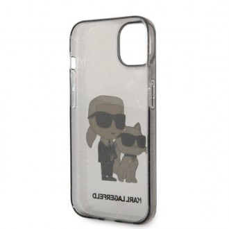 Karl Lagerfeld KLHCP14SHNKCTGK iPhone 14 6,1&quot; černo/černý pevný obal Gliter Karl&amp;Choupette