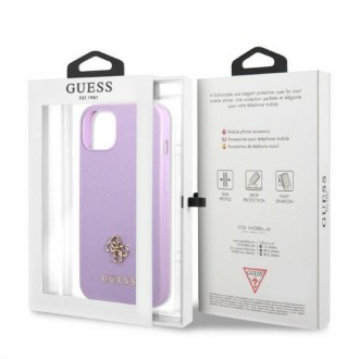 Guess GUHCP13SPS4MU iPhone 13 mini 5,4&quot; fialový/fialový pevný obal Saffiano 4G malé kovové logo