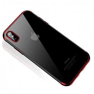 Clear Color Case Gel TPU Electroplating frame Cover for Samsung Galaxy A50s / Galaxy A50 / Galaxy A30s red