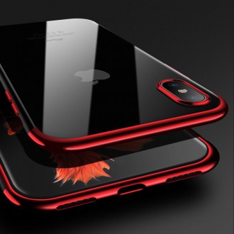 Clear Color Case Gel TPU Electroplating frame Cover for Samsung Galaxy A50s / Galaxy A50 / Galaxy A30s red