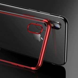 Clear Color Case Gel TPU Electroplating frame Cover for Samsung Galaxy A50s / Galaxy A50 / Galaxy A30s red