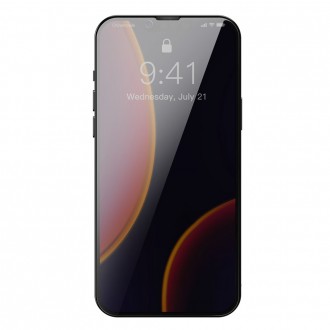 Baseus 0,23mm celoobrazovkové antispy 2x tvrzené sklo pro iPhone 13 mini soukromý filtr černý (SGQP020301)