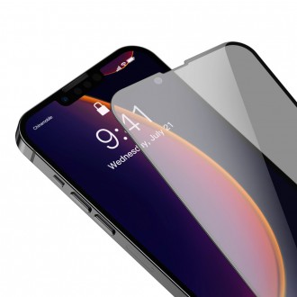 Baseus 0,23mm celoobrazovkové antispy 2x tvrzené sklo pro iPhone 13 mini soukromý filtr černý (SGQP020301)