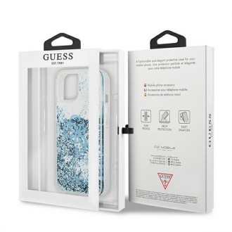 Guess GUHCP13SLG4GBL iPhone 13 mini 5,4&quot; modro/modrý pevný obal 4G Big Liquid Glitter