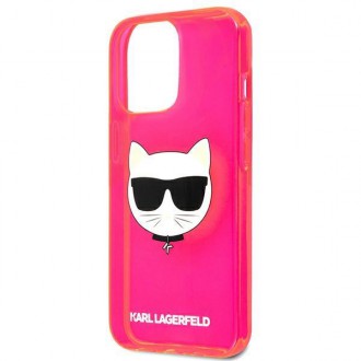 Karl Lagerfeld KLHCP13XCHTRP iPhone 13 Pro Max 6,7&quot; růžový/růžový pevný obal Glitter Choupette Fluo