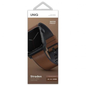UNIQ pasek Straden Apple Watch Series 4/5/6/7/8/SE/SE2/Ultra 42/44/45mm. Leather Hybrid Strap brązowy/brown