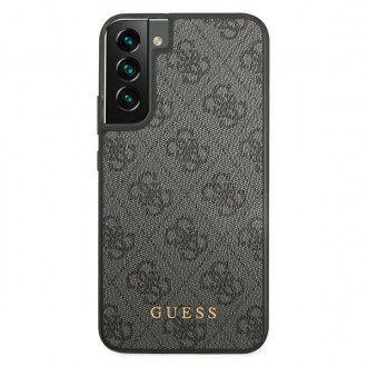 Guess GUHCS22MG4GFGR S22+ S906 šedé/šedé pevné pouzdro 4G kovové zlaté logo