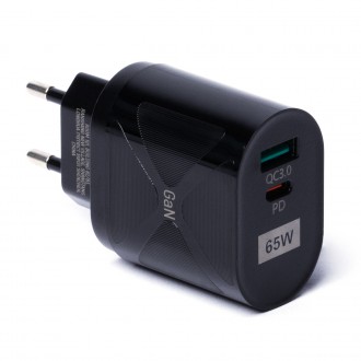 Wozinsky small 65W GaN charger with USB ports, USB supports fast charging black (WWCGM1)