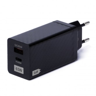 [RETURNED ITEM] Wozinsky 65W GaN charger with USB ports, USB C supports QC 3.0 PD black (WWCG01)