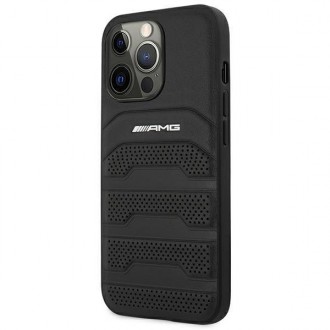 AMG AMHCP14LGSEBK iPhone 14 Pro 6.1 &quot;black / black hardcase Leather Debossed Lines