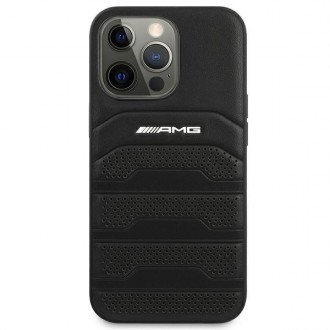 AMG AMHCP14LGSEBK iPhone 14 Pro 6.1 &quot;black / black hardcase Leather Debossed Lines