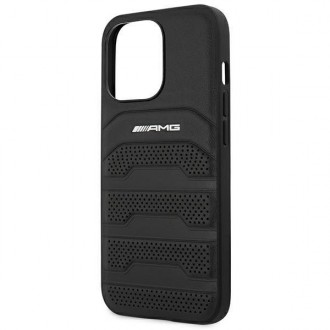 AMG AMHCP14LGSEBK iPhone 14 Pro 6.1 &quot;black / black hardcase Leather Debossed Lines