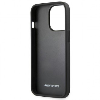 AMG AMHCP14LGSEBK iPhone 14 Pro 6.1 &quot;black / black hardcase Leather Debossed Lines