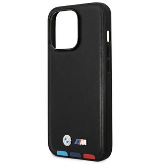 Case BMW BMHMP14L22PTDK iPhone 14 Pro 6.1 &quot;black / black Leather Stamp Tricolor Magsafe