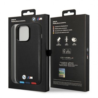 Case BMW BMHMP14L22PTDK iPhone 14 Pro 6.1 &quot;black / black Leather Stamp Tricolor Magsafe