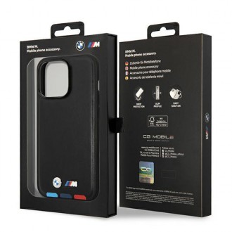 Case BMW BMHMP14X22PTDK iPhone 14 Pro Max 6.7 "black / black Leather Stamp Tricolor Magsafe