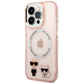 Karl Lagerfeld KLHMP14LHKCP iPhone 14 Pro 6.1 &quot;hardcase pink / pink Karl &amp; Choupette Aluminum Magsafe