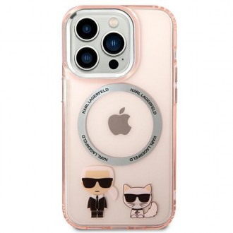 Karl Lagerfeld KLHMP14LHKCP iPhone 14 Pro 6.1 &quot;hardcase pink / pink Karl &amp; Choupette Aluminum Magsafe