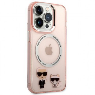 Karl Lagerfeld KLHMP14LHKCP iPhone 14 Pro 6.1 &quot;hardcase pink / pink Karl &amp; Choupette Aluminum Magsafe