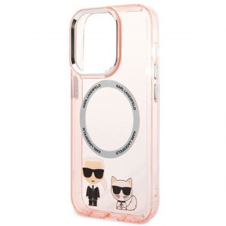 Karl Lagerfeld KLHMP14LHKCP iPhone 14 Pro 6.1 &quot;hardcase pink / pink Karl &amp; Choupette Aluminum Magsafe