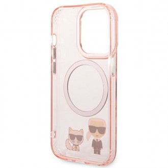 Karl Lagerfeld KLHMP14LHKCP iPhone 14 Pro 6.1 &quot;hardcase pink / pink Karl &amp; Choupette Aluminum Magsafe